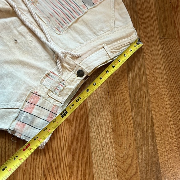 Free People Patchwork Distressed Cotton/Linen Drawstring Shorts Size 4 NWT - Picture 5 of 12